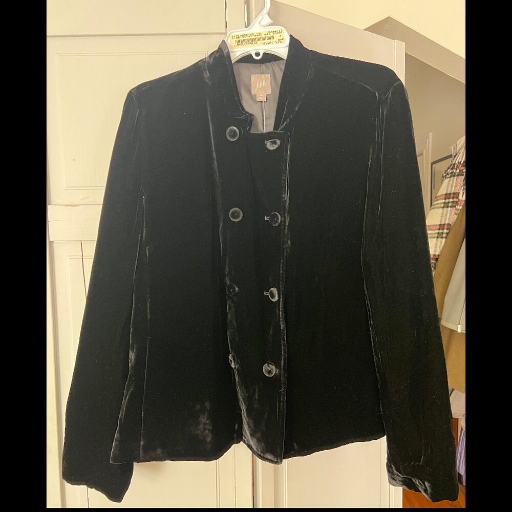 NWT J.Jill Velvet Double Breasted Jacket Blazer, Black, XL